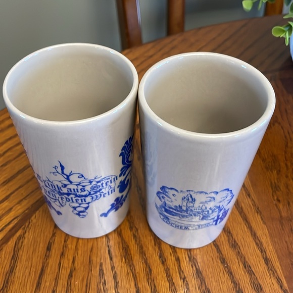Two Ceramic Beer Matching Mugs Made in Germany Souvenirs Pottery Embossed - Picture 1 of 6
